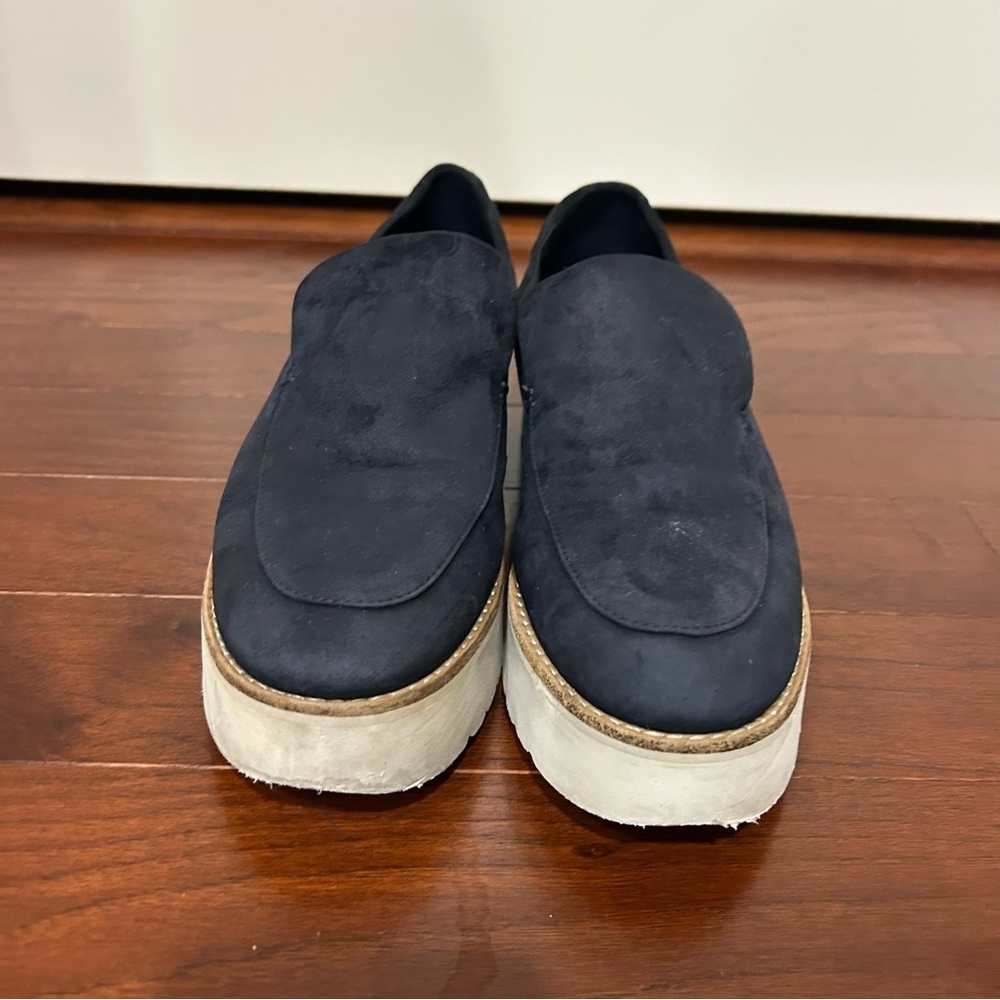 VINCE Zeta Platform Loafer Navy Blue Women's Slip on Suede sz.8M - Picture 6 of 9